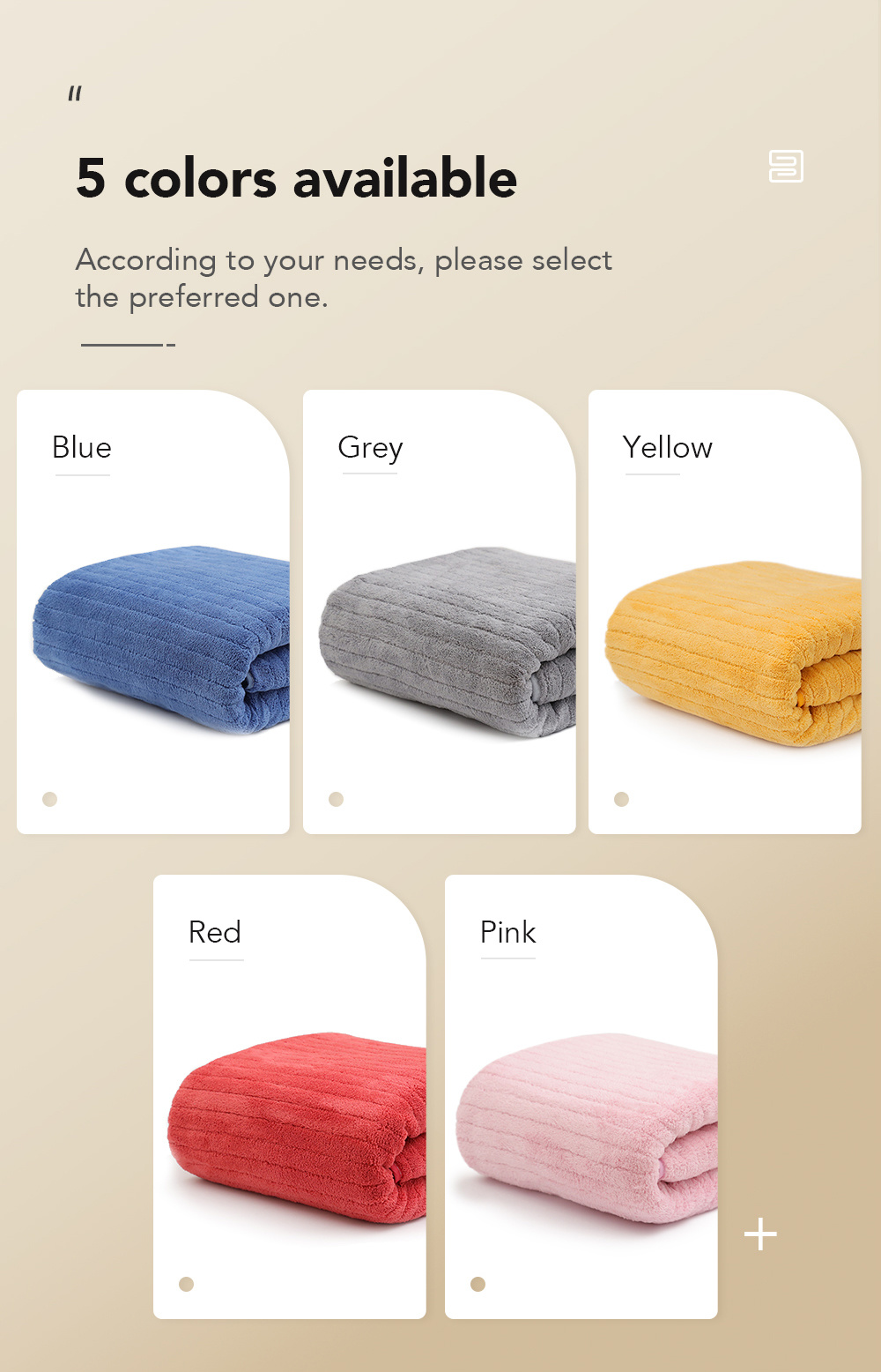 Plain Coral Velvet Vertical Stripe Supersize Bath Towel-7